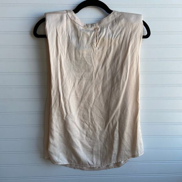 Le Lis S Cream Silky Satin Crew Neck Sleeveless Tank Top Blouse - Picture 5 of 9